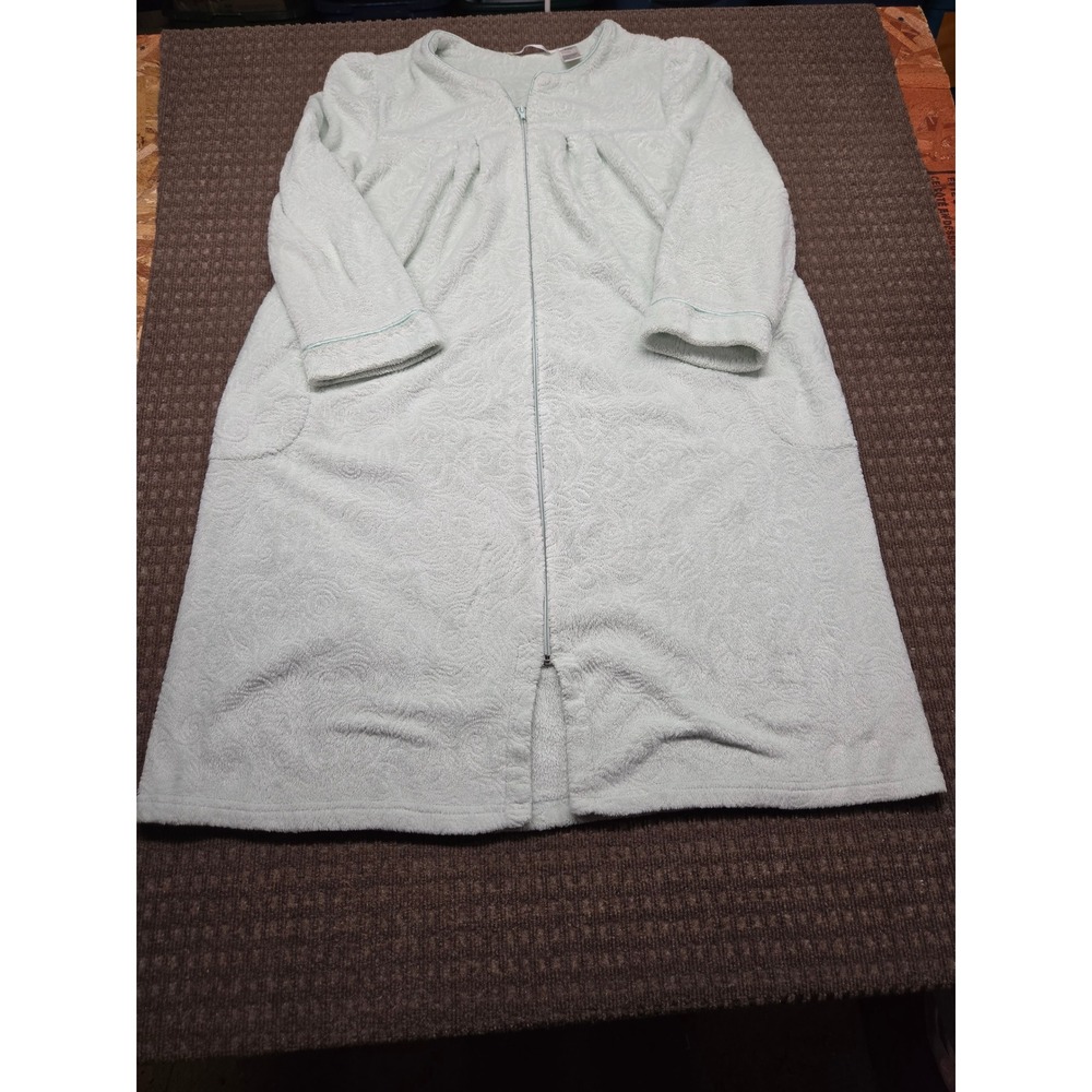 Jasmine Rose Petite Zip Up Robe Mint Green Pockets PL 177007P